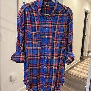 Pilcro Anthropologie Vibrant Plaid Women’s Button Up Shirt cozy